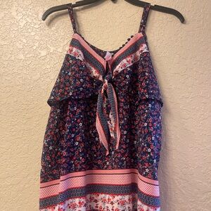 Floral Navy and Red Women's Top
